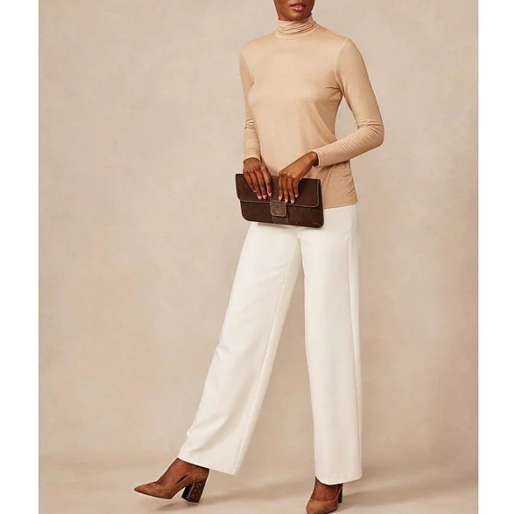NWT J. McLaughlin Cream Wide Leg Trousers‎ Dress Pants Size 10 NEW